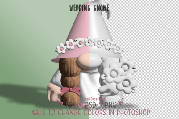 Adorable Wedding Gnome Bride Clipart for Your Designs