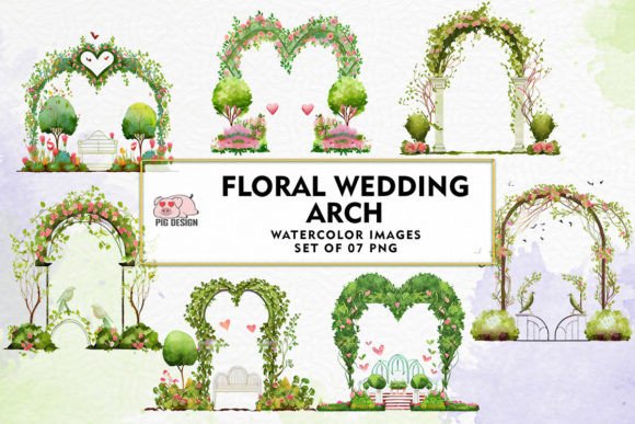 Beautiful Floral Wedding Arch Watercolor Clipart for Your Designs