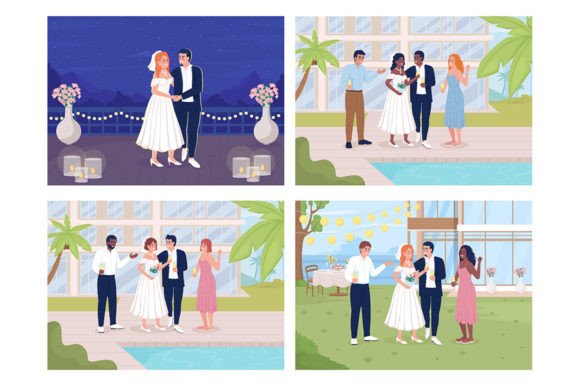 Celebrate Love with a Complete Wedding Illustration Set