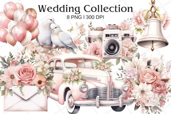 Embrace the Romance: Pink Wedding Decoration Watercolor Design