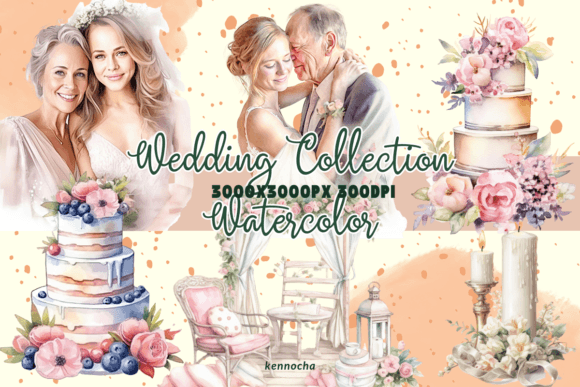 Enchanting Designs: 6 PNG Fairytale Wedding Clipart Graphic
