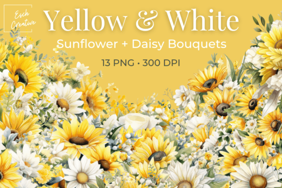 Sunflower and Daisy Wedding Bouquets: A Sunny Clipart Collection