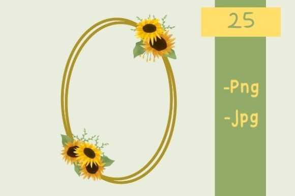 Sunflower Frame for Wedding Decorations: A Hand-Drawn Design Asset