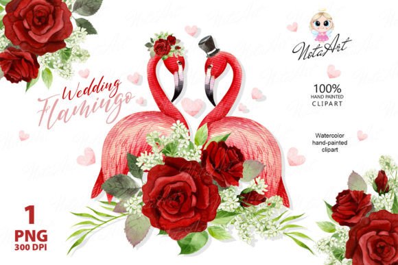 Watercolor Coral Flamingos: A Vibrant Wedding Design Asset