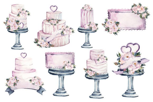 Watercolor Wedding Cakes with Flowers: A Design Asset for Every Creator