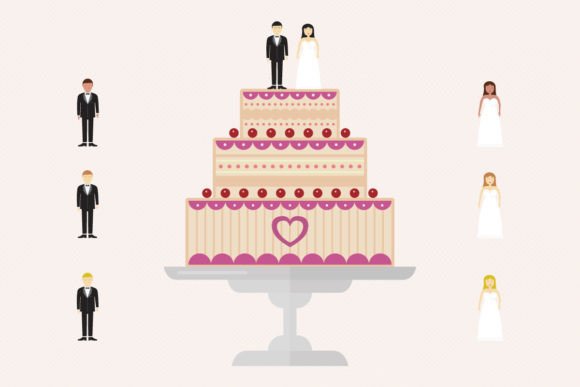 Wedding Cake with Brides and Grooms: A Designer's Sweet Spot