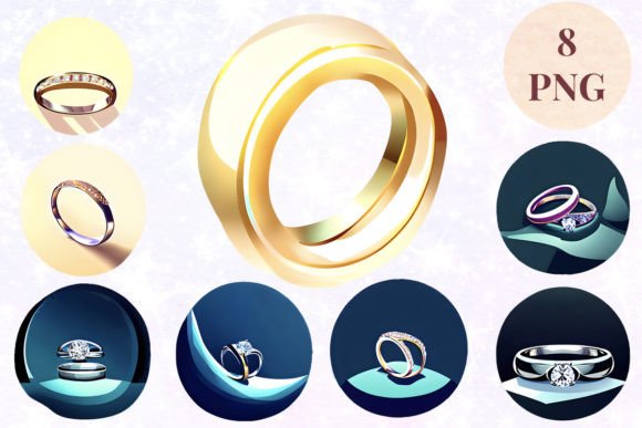 Wedding Ring 8 Clipart PNG: Premium Assets for Your Business