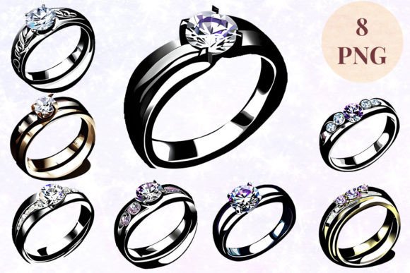 Wedding Ring Clipart: 50 PNG Files for Your Creative Projects